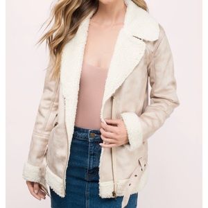 TOBI ANALISE SHERPA/SUEDE MOTO JACKET